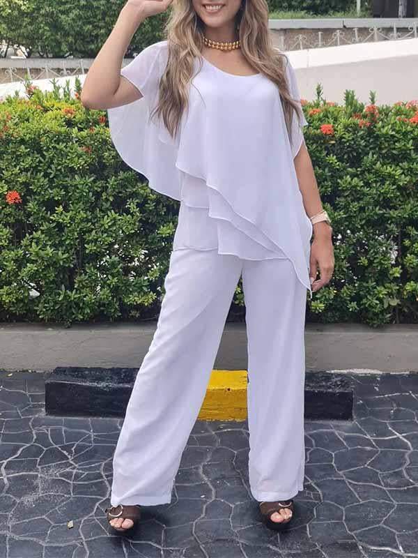 Melina | Chiffon korte zoom top en broek met set