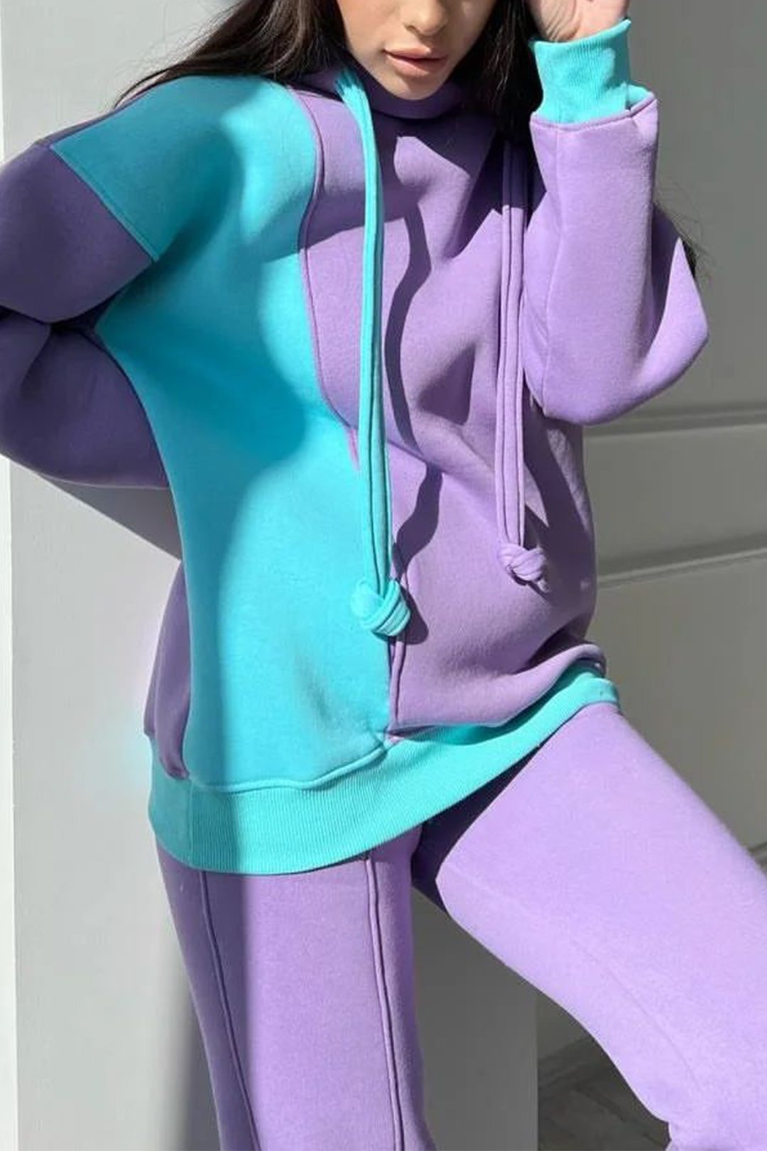 Vilma | Top en broek met capuchon in contrasterende kleuren