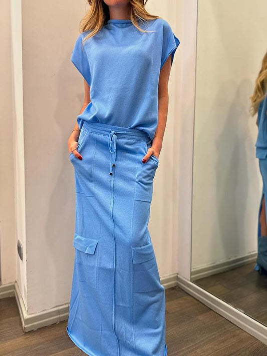 Sonja | Casual Effen Top en Maxi Rok Set