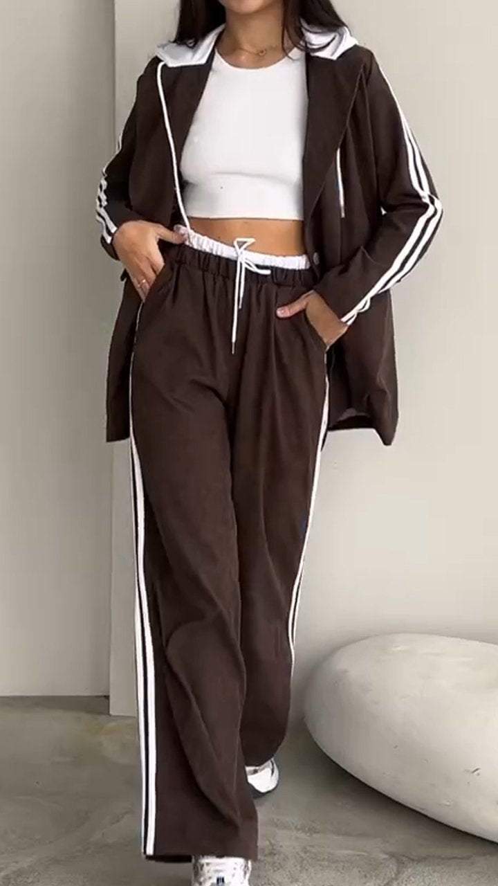 Ruthie | Sportief casual gestreept trainingspak