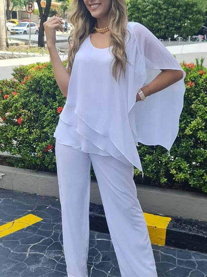 Melina | Chiffon korte zoom top en broek met set