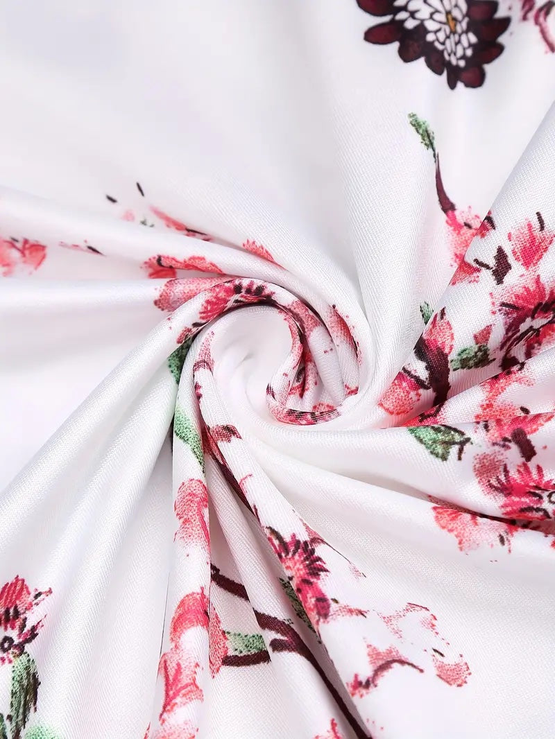Elegante Tweedelige Jurk met Bloemenprint