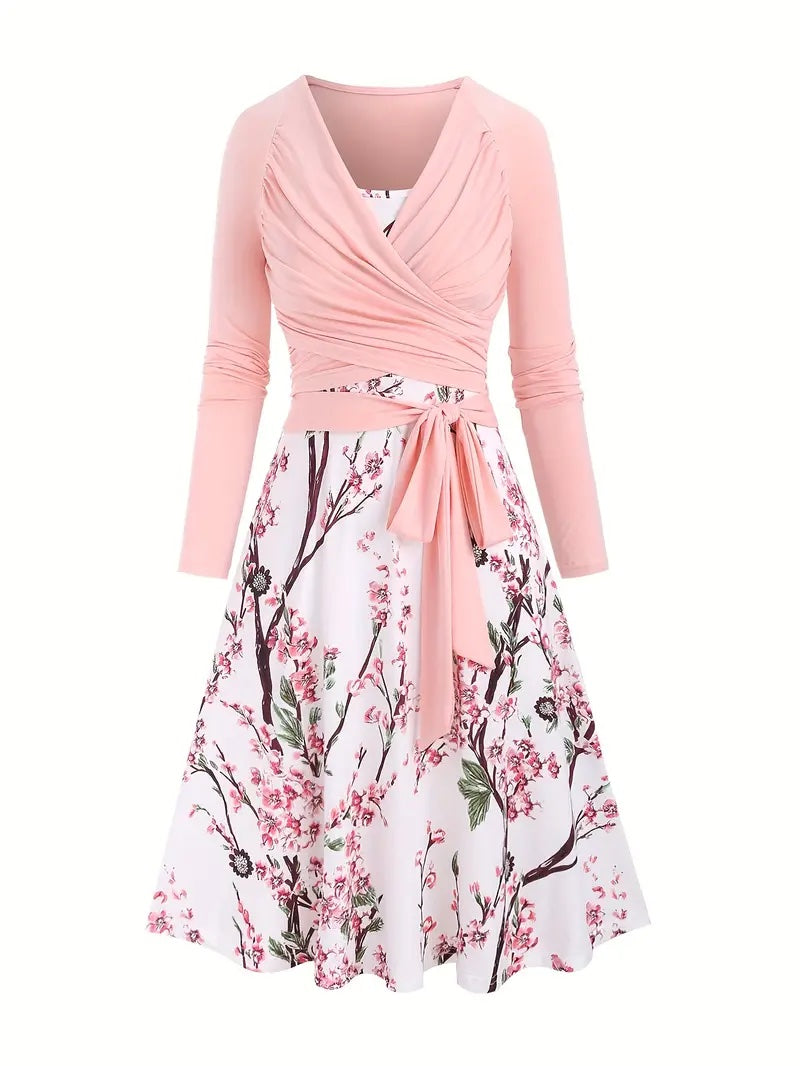 Elegante Tweedelige Jurk met Bloemenprint