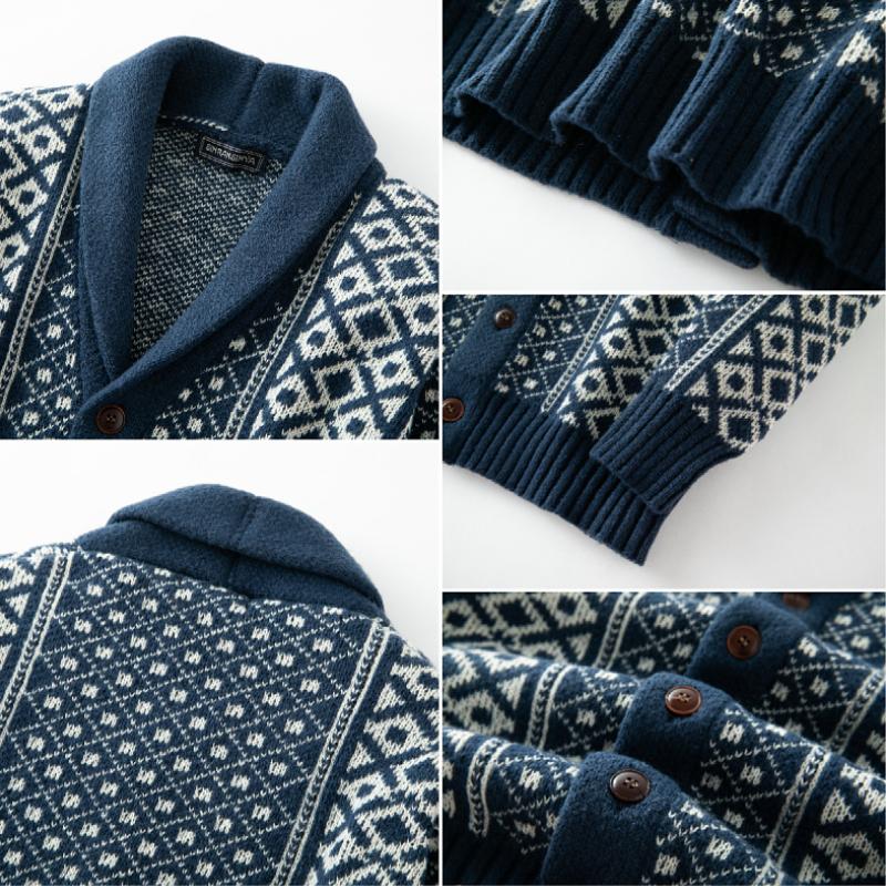 Arvin | Vintage gebreid jacquard vest met sjaalkraag