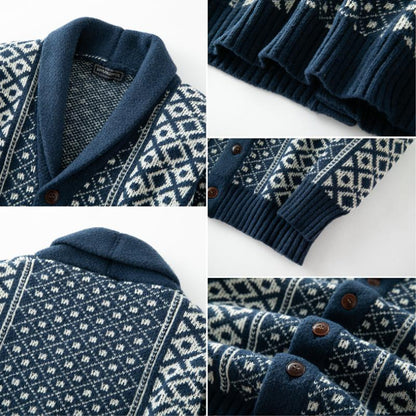 Arvin | Vintage gebreid jacquard vest met sjaalkraag