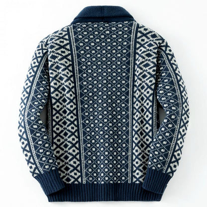 Arvin | Vintage gebreid jacquard vest met sjaalkraag