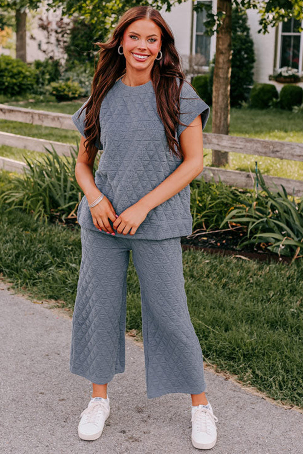 Quinta | Gewatteerde top en wijde broek set