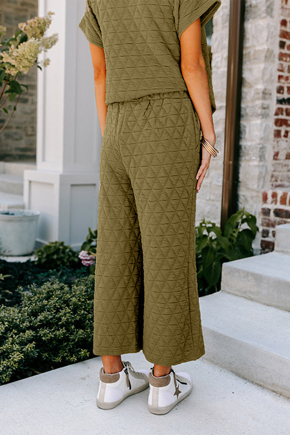 Quinta | Gewatteerde top en wijde broek set