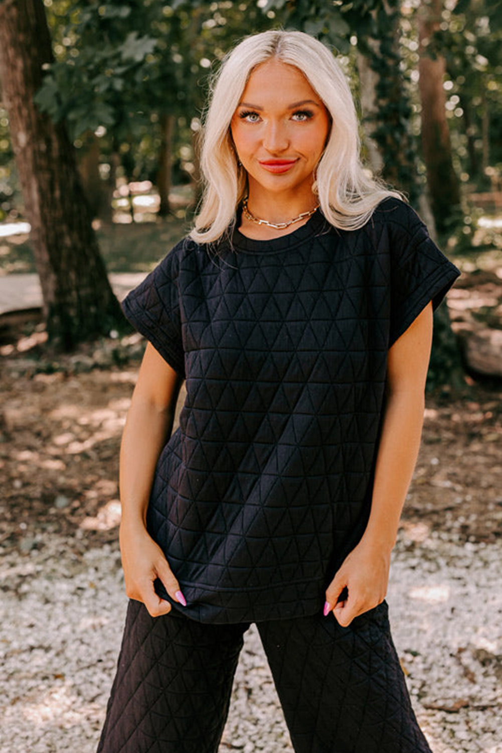 Quinta | Gewatteerde top en wijde broek set