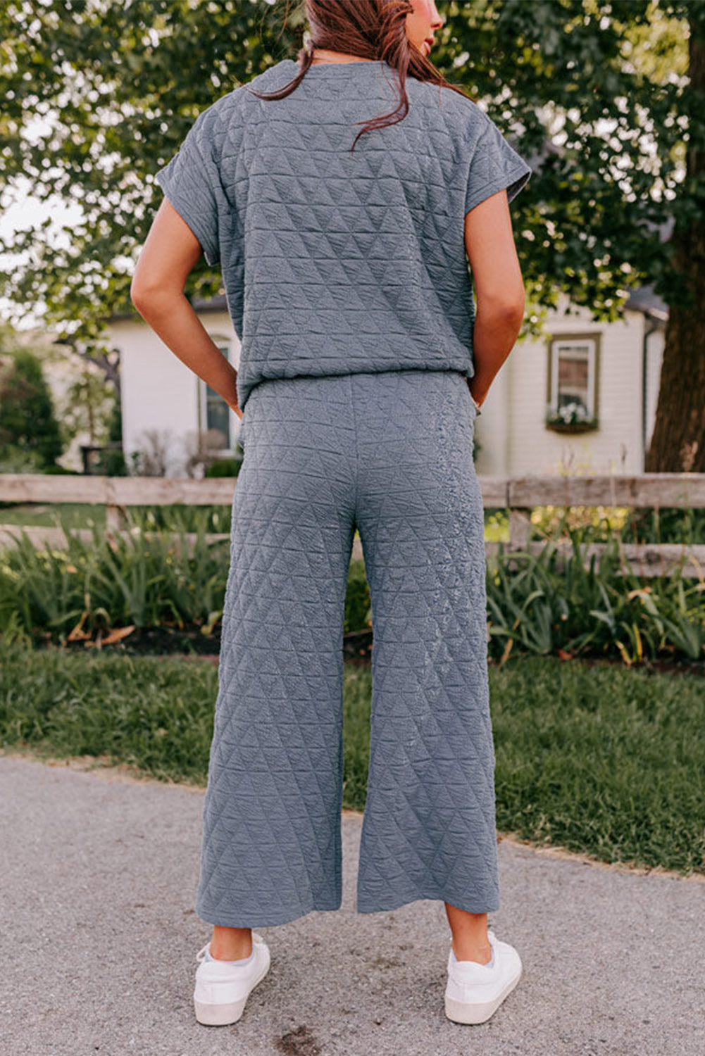 Quinta | Gewatteerde top en wijde broek set