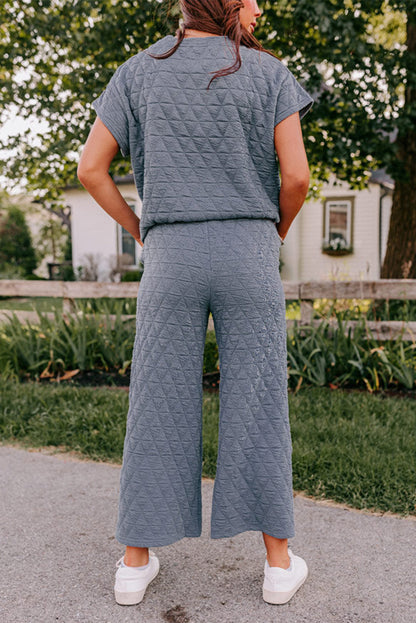 Quinta | Gewatteerde top en wijde broek set