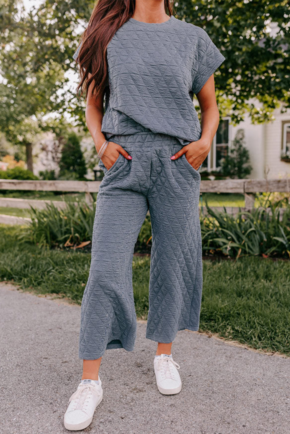 Quinta | Gewatteerde top en wijde broek set