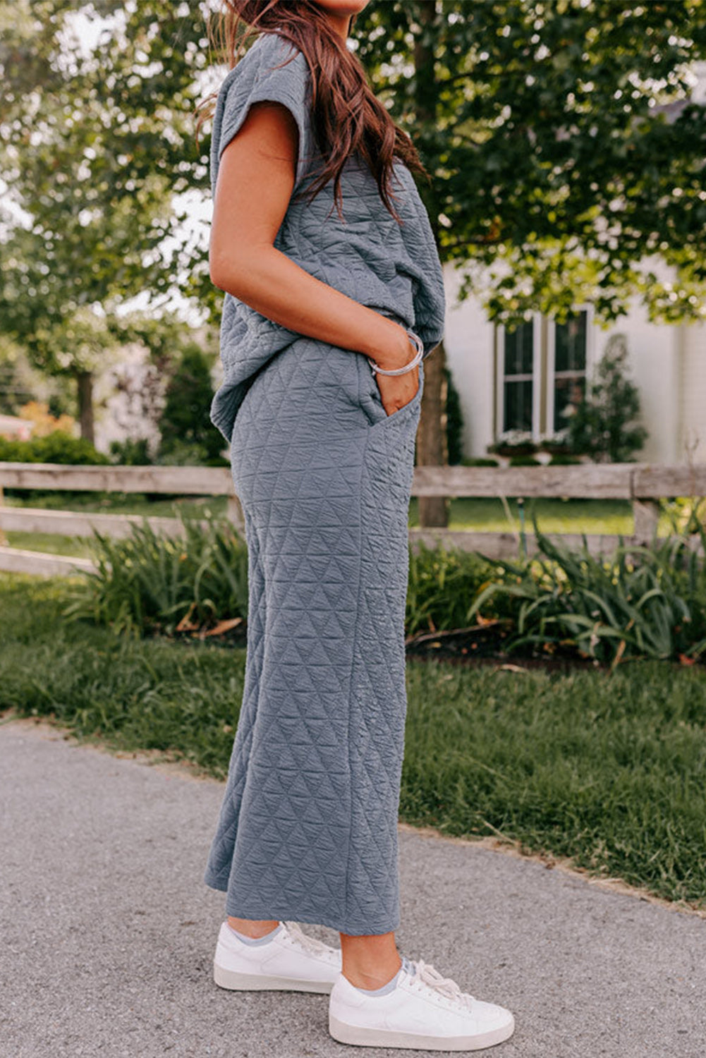Quinta | Gewatteerde top en wijde broek set