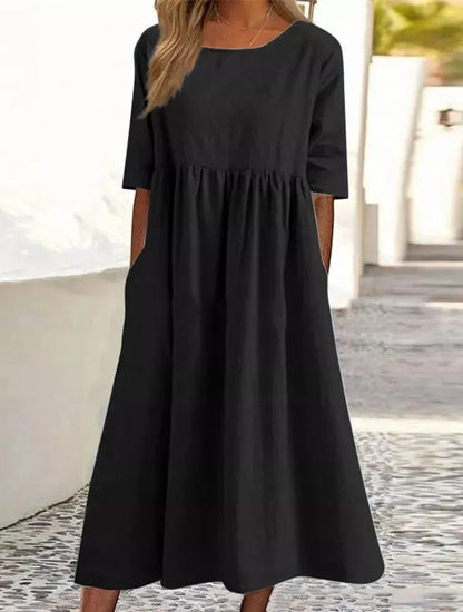 Comfortabele Midi-Jurk met Halve Mouwen