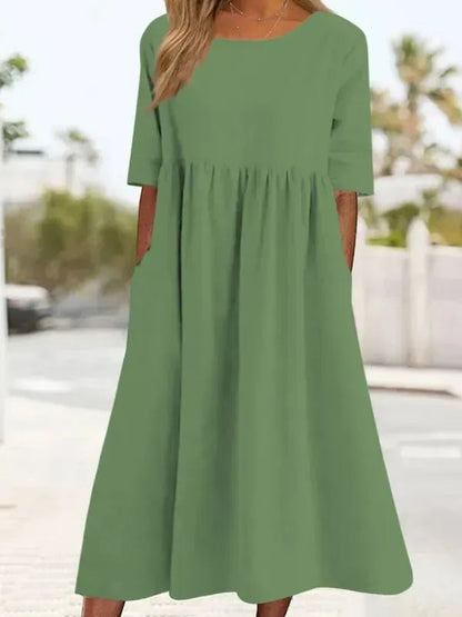 Comfortabele Midi-Jurk met Halve Mouwen