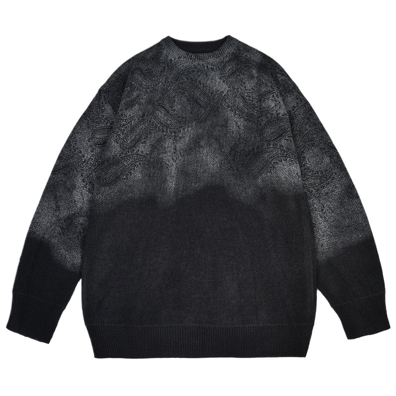 Barron | Trendy oversized trui met paisleyprint met kleurverloop